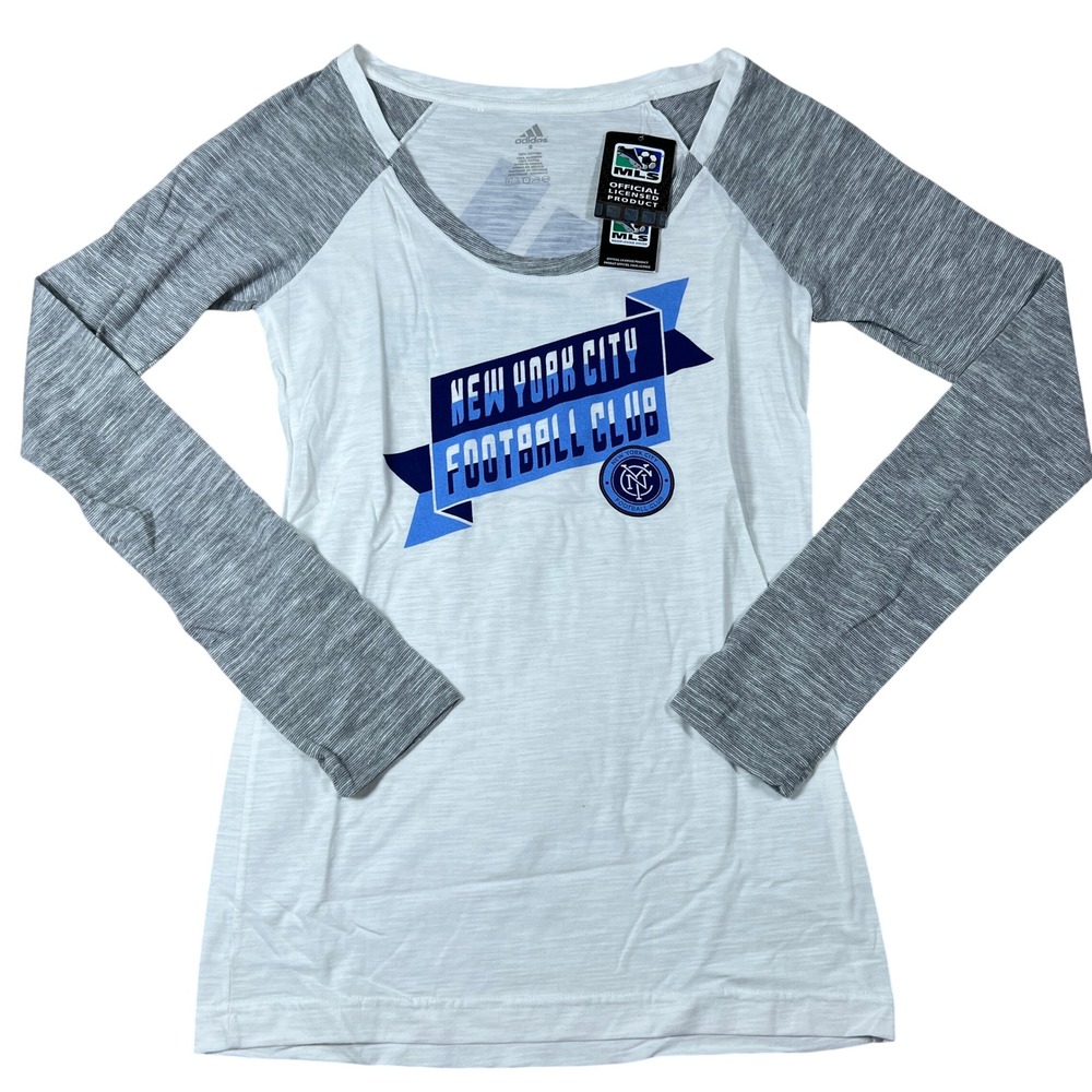 Adidas New York City Football Club NYCFC MLS Raglan Long Sleeve‎ Shirt Womens S